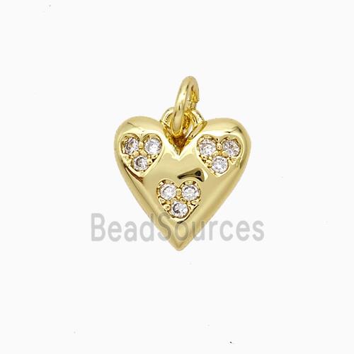 Copper Heart Pendant Pave Zirconia Gold Plated