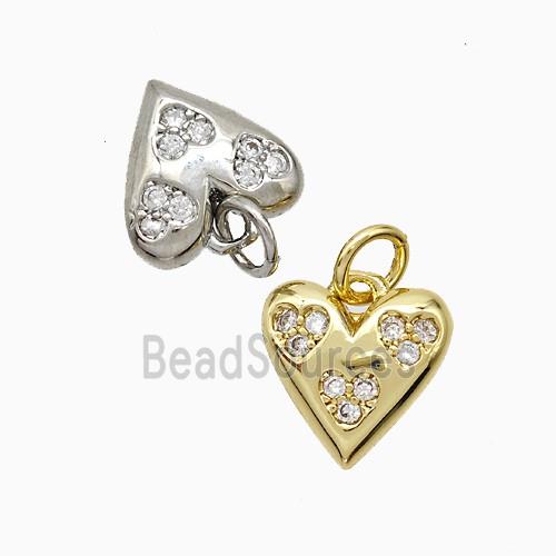 Copper Heart Pendant Pave Zirconia Mixed