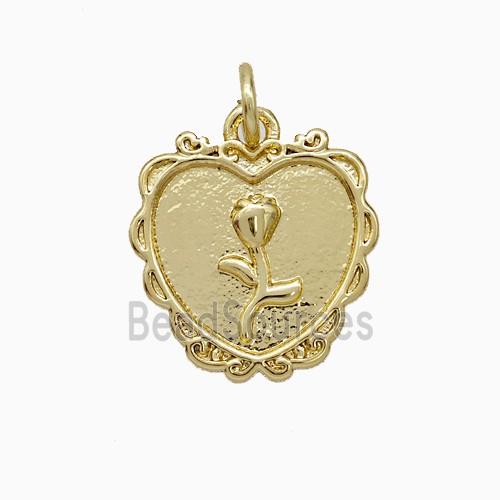 Copper Heart Flower Pendant Gold Plated