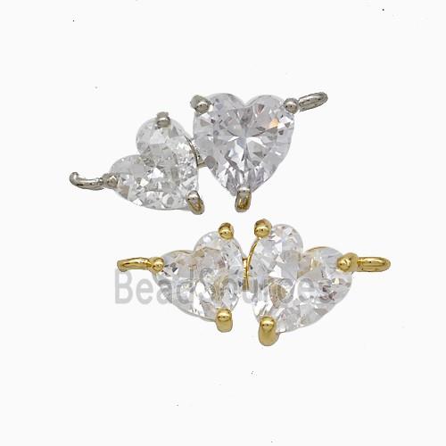 Copper Heart Connector Pave Zirconia Mixed