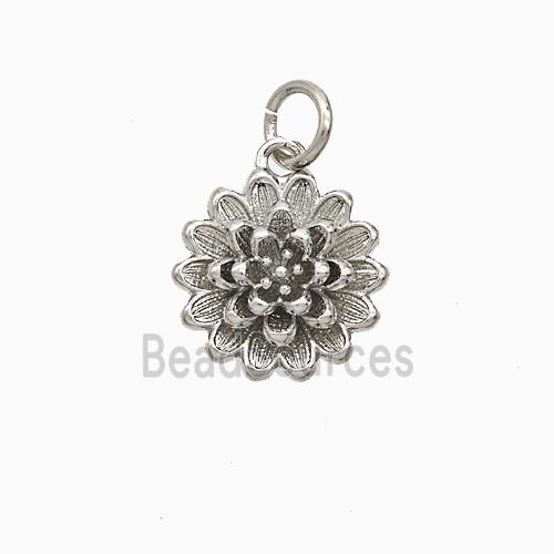 Copper Flower Pendant Platinum Plated