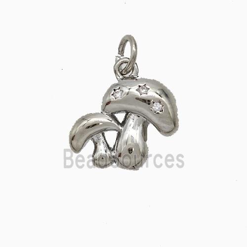 Copper Muchroom Pave Zirconia Platinum Plated