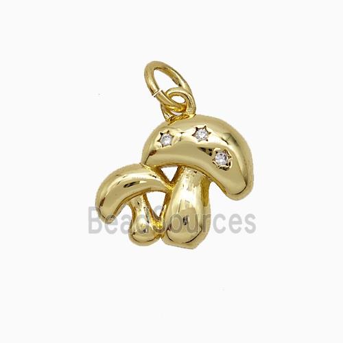 Copper Muchroom Pave Zirconia Gold Plated