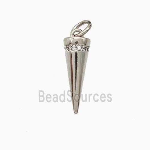 Copper Pendulum Pendant Pave Zirconia Platinum Plated