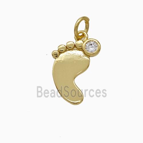 Copper Footprint Pendant Pave Zirconia Gold Plated