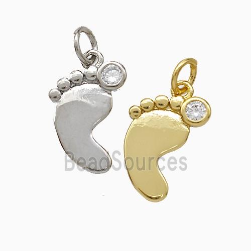 Copper Footprint Pendant Pave Zirconia Mixed