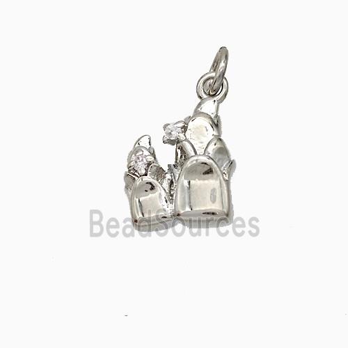 Copper Flower Pendant Pave Zirconia Platinum Plated