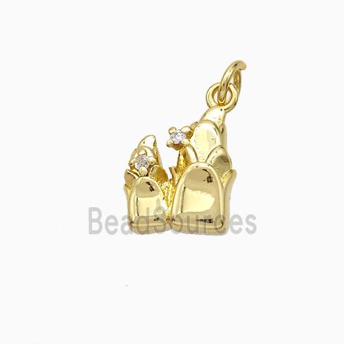 Copper Flower Pendant Pave Zirconia Gold Plated