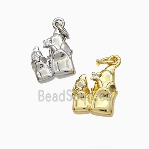 Copper Flower Pendant Pave Zirconia Mixed