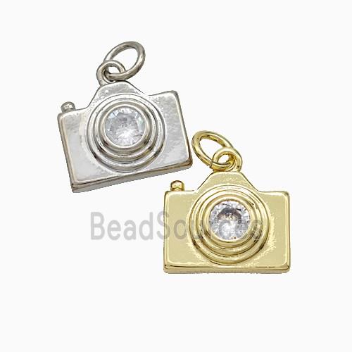 Copper Camera Pendant Pave Zirconia Mixed
