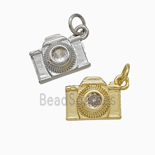 Copper Camera Pendant Pave Zirconia Mixed
