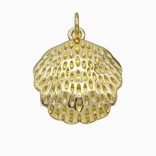 Scallop Shell Charms Copper Pendant Gold Plated
