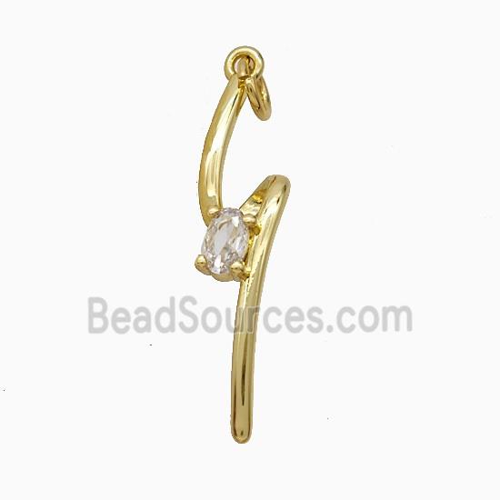 Copper Lightning Pendant Pave Zirconia Gold Plated