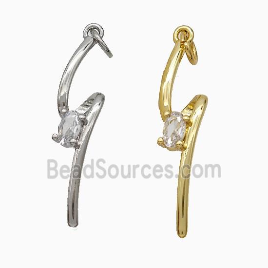 Copper Lightning Pendant Pave Zirconia Mixed