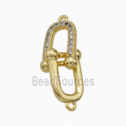 Copper U Connector Pave Zirconia Gold Plated