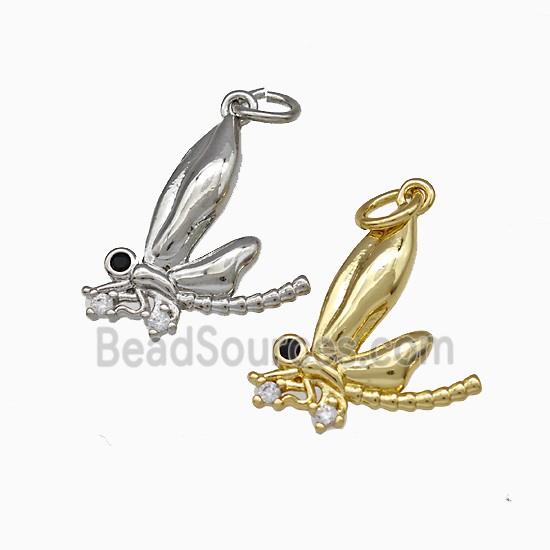 Copper Dragonfly Pendant Pave Zirconia Mixed
