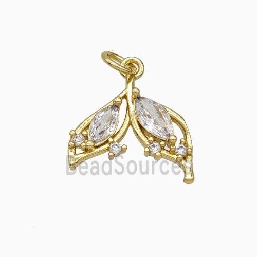 Copper Leaf Pendant Pave Zirconia Gold Plated
