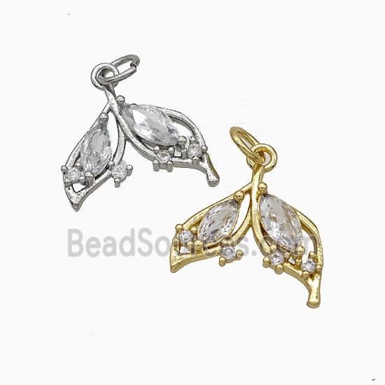 Copper Leaf Pendant Pave Zirconia Mixed