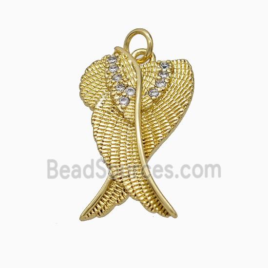 Copper Angel Wings Pave Zirconia Gold Plated
