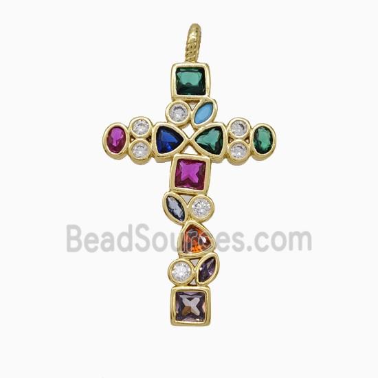 Copper Cross Pendant Pave Zirconia Gold Plated