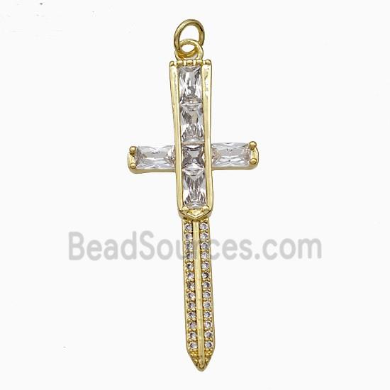 Copper Cross Pendant Pave Zirconia Gold Plated