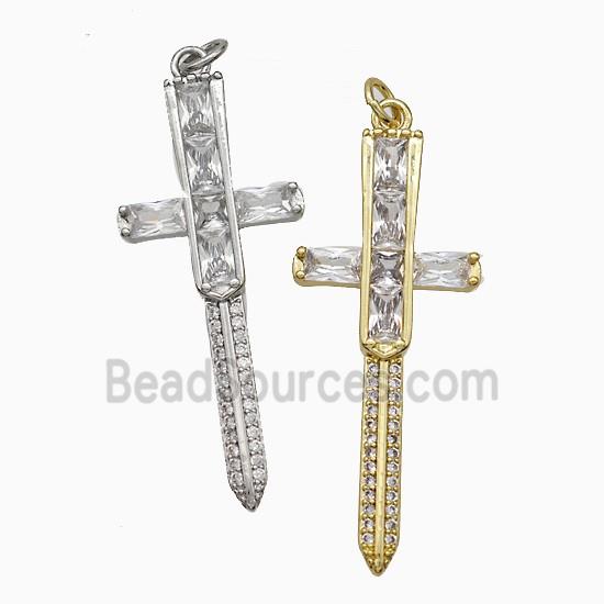 Copper Cross Pendant Pave Zirconia Mixed
