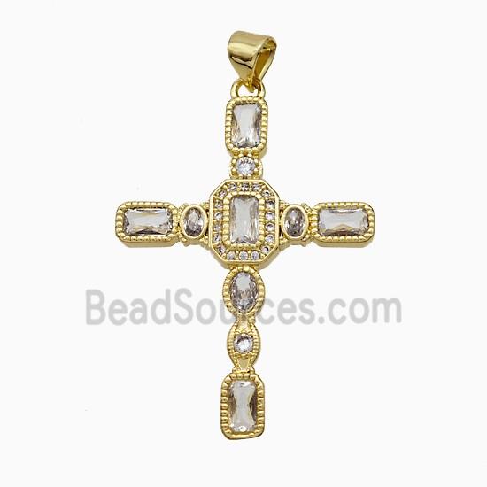 Copper Cross Pendant Pave Zirconia Gold Plated