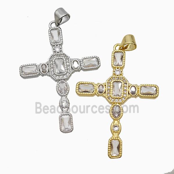 Copper Cross Pendant Pave Zirconia Mixed