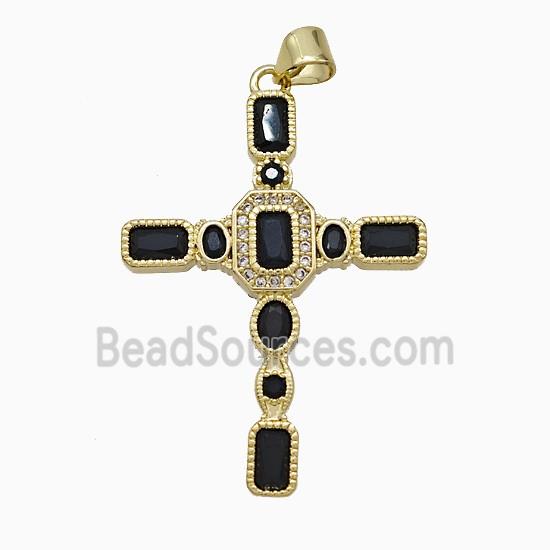 Copper Cross Pendant Pave Zirconia Gold Plated