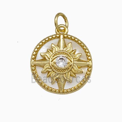 Copper Sun Eye Pendant Pave Zirconia Gold Plated
