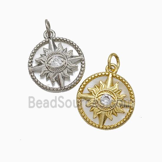 Copper Sun Eye Pendant Pave Zirconia Mixed