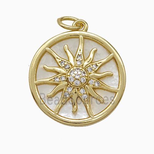 Copper Sun Pendant Pave Zirconia Gold Plated