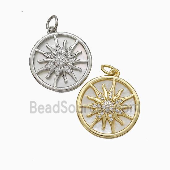 Copper Sun Pendant Pave Zirconia Mixed