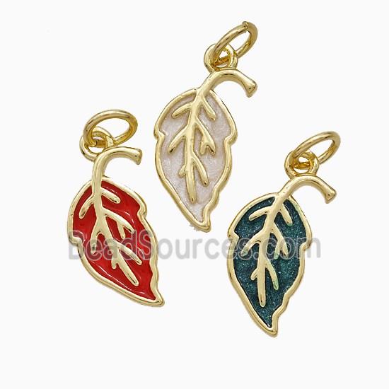 Copper Leaf Pendant Painted Gold Plated Mixed