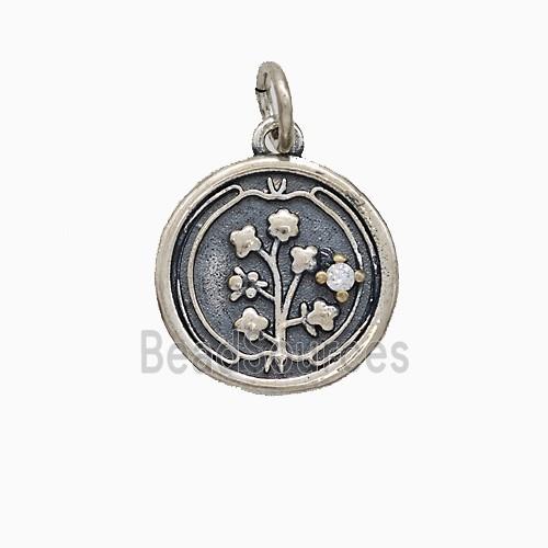 Copper Flower Pendant Painted Platinum Plated