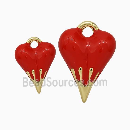 Copper Heart Pendant Red Enamel Gold Plated