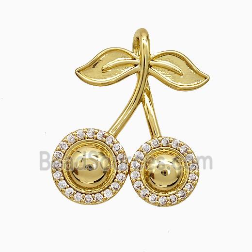 Copper Cherry Pendant Pave Zirconia Gold Plated
