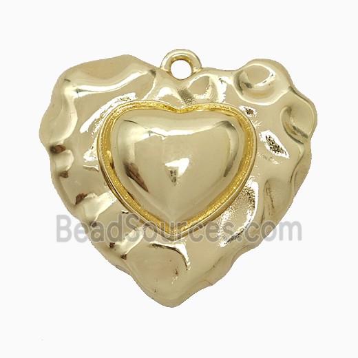 Copper Heart Pendant Hammered Gold Plated