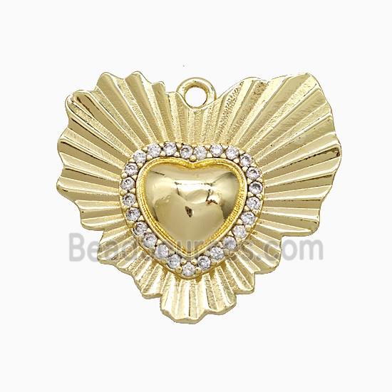 Copper Heart Pendant Pave Zirconia Gold Plated