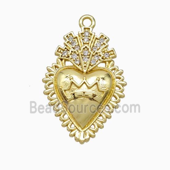 Copper Heart Pendant Pave Zirconia Gold Plated