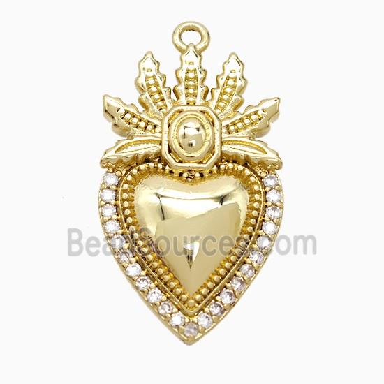 Copper Heart Pendant Pave Zirconia Gold Plated