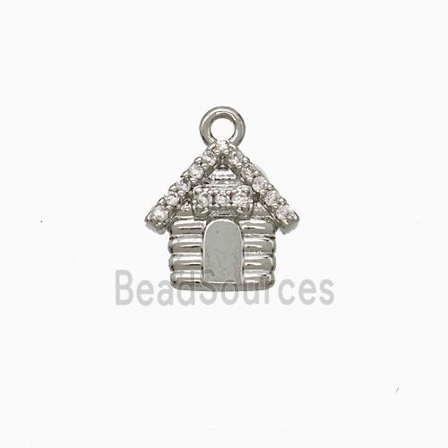 Copper House Pendant Pave Zirconia Platinum Plated