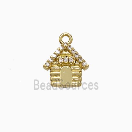 Copper House Pendant Pave Zirconia Gold Plated
