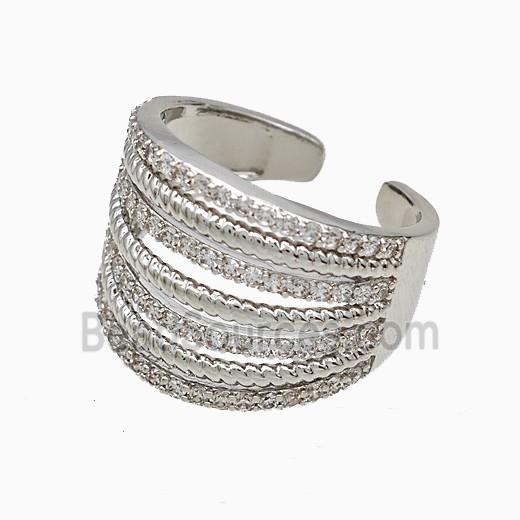 Copper Rings Micropave Zirconia Platinum Plated