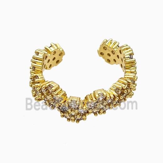 Copper Flower Rings Pave Zirconia Gold Plated
