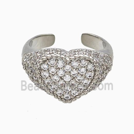 Copper Heart Rings Micropave Zirconia Platinum Plated