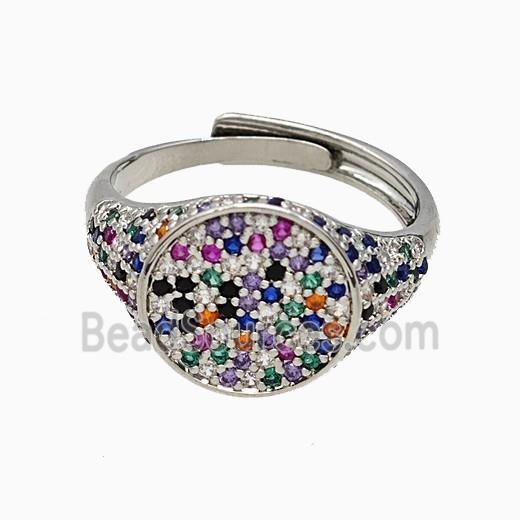 Copper Sun Rings Pave Zirconia Adjustable Platinum Plated