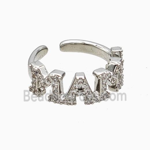Copper MAMA Rings Pave Zirconia Platinum Plated