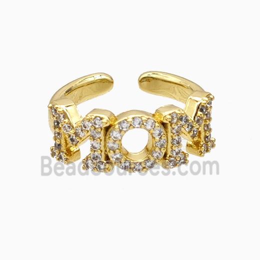 Copper MOM Rings Pave Zirconia Gold Plated