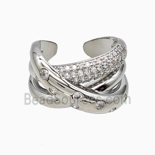 Copper Rings Pave Zirconia Platinum Plated